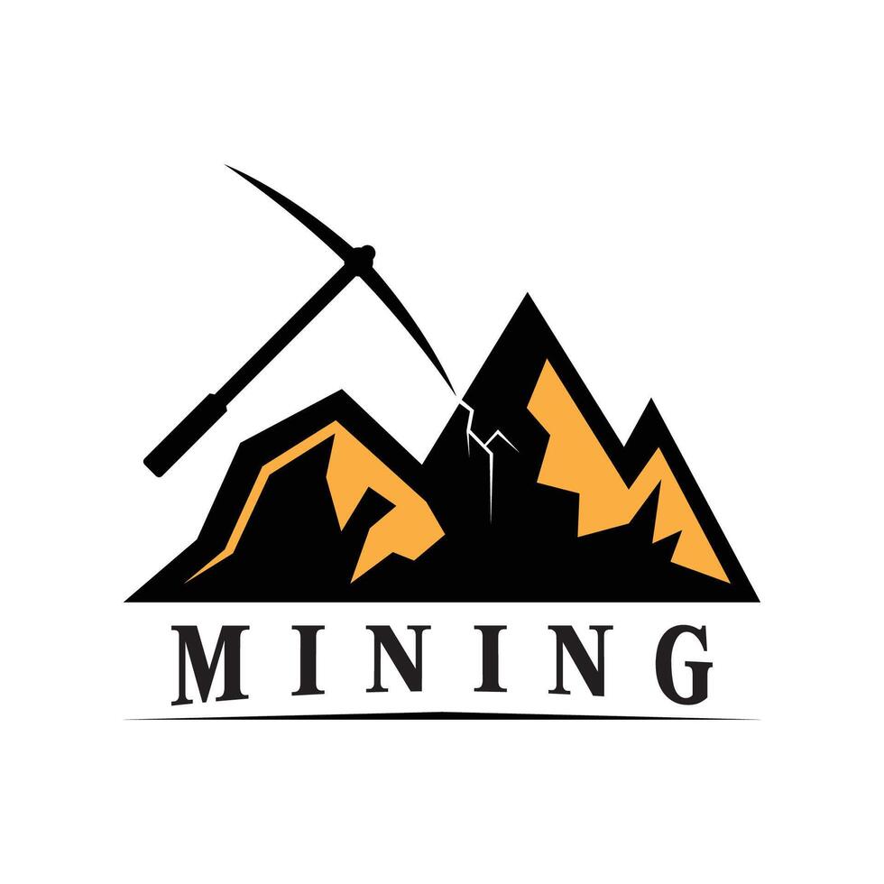 Mountain Mining Logo Silhouette Design Vector Illustration