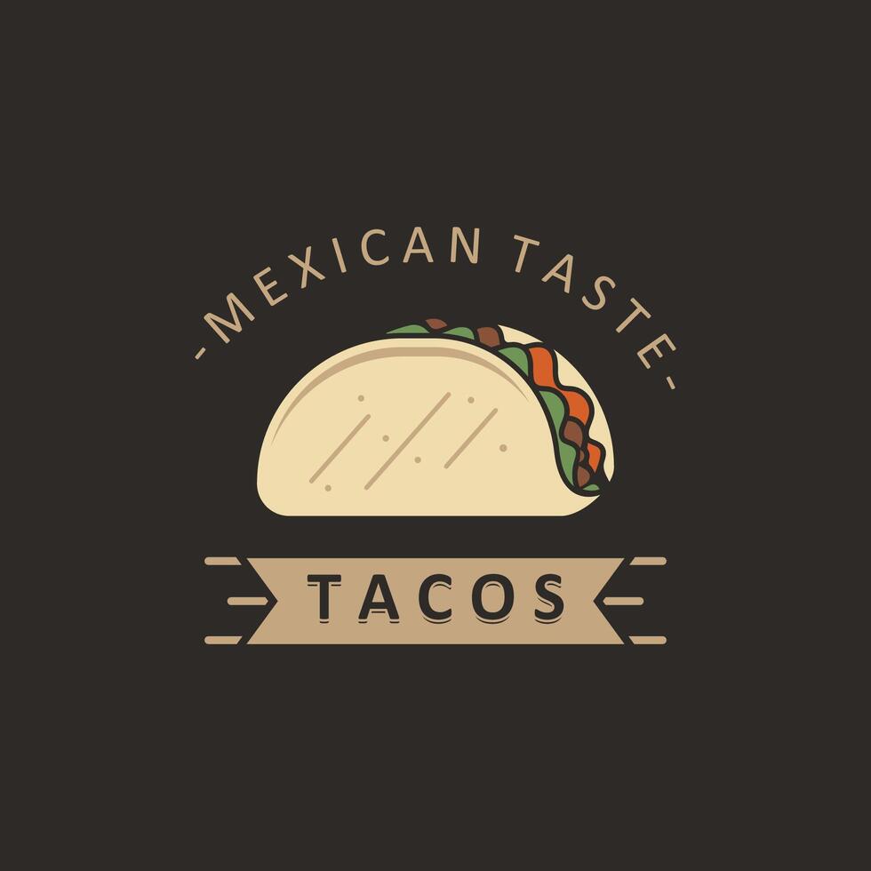 mano dibujado taco logo con vector concepto