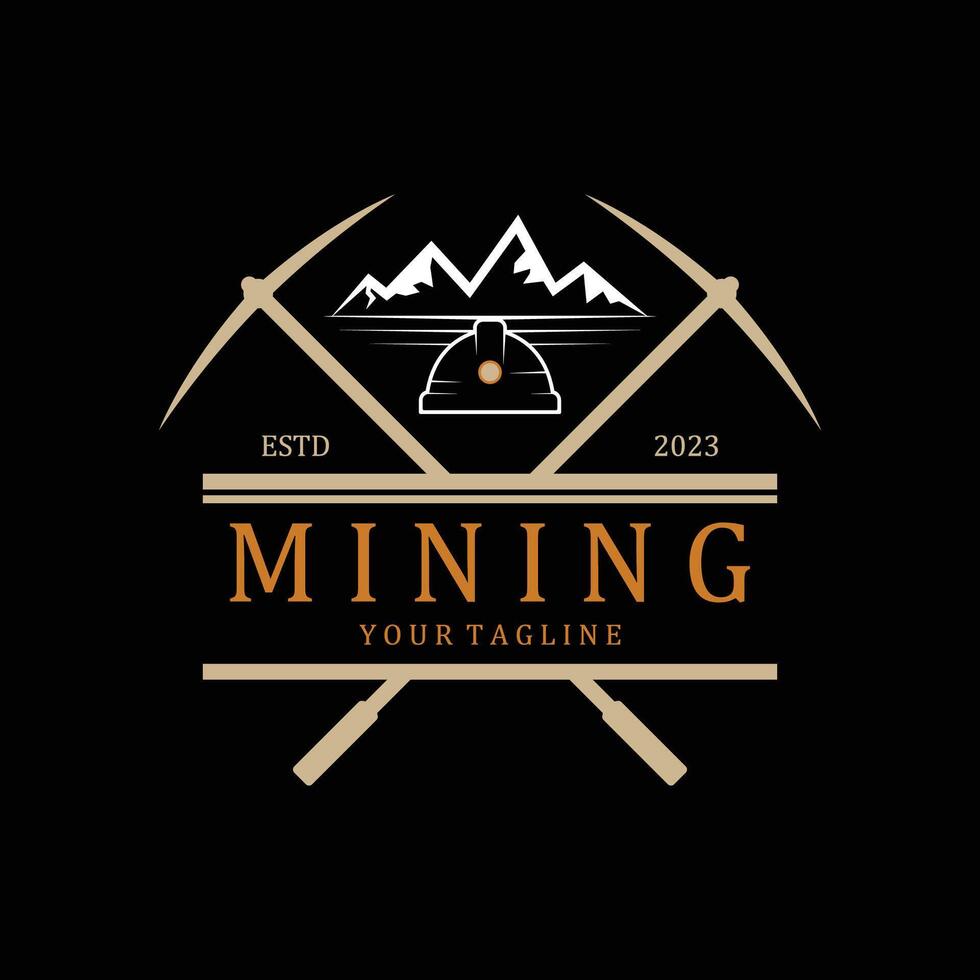 Mountain Mining Logo Silhouette Design Vector Illustration