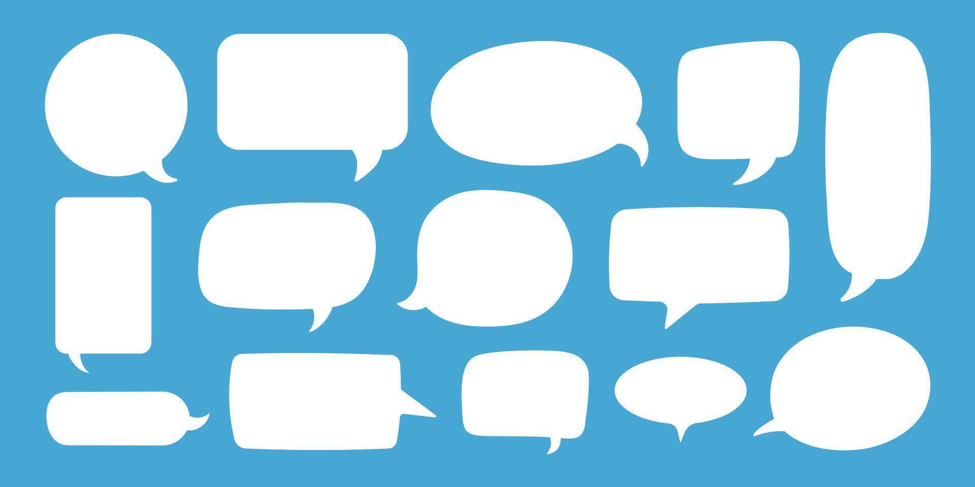 Empty speech bubble. Cartoon text box for message, comic white talk sticker. Doodle speaker comments. Balloon and cloud elements for lettering isolated. Vector set