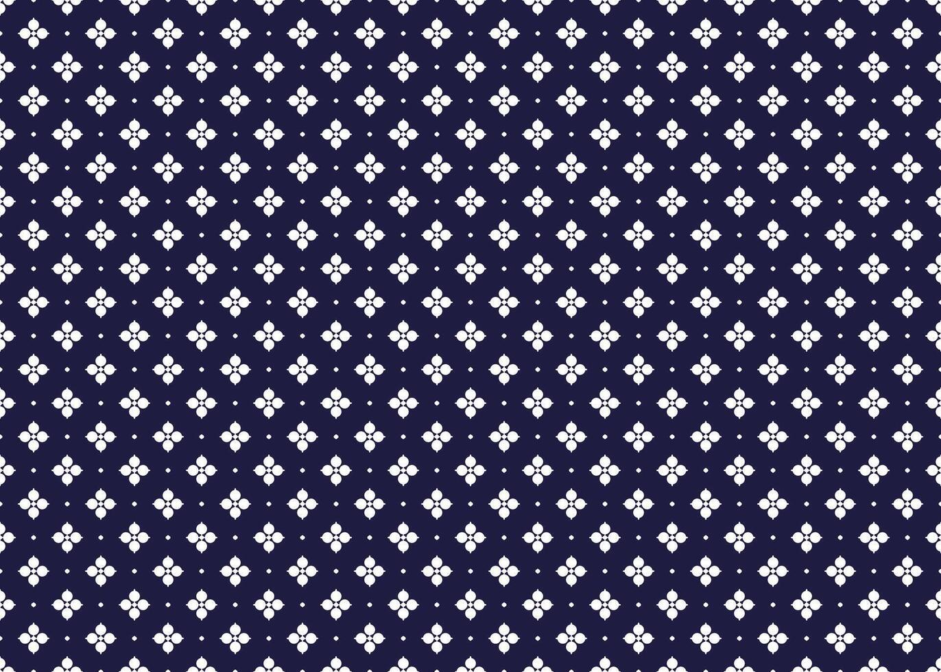 Symbol geometric white flowers on dark blue background seamless pattern for cloth carpet wallpaper wrapping etc. vector