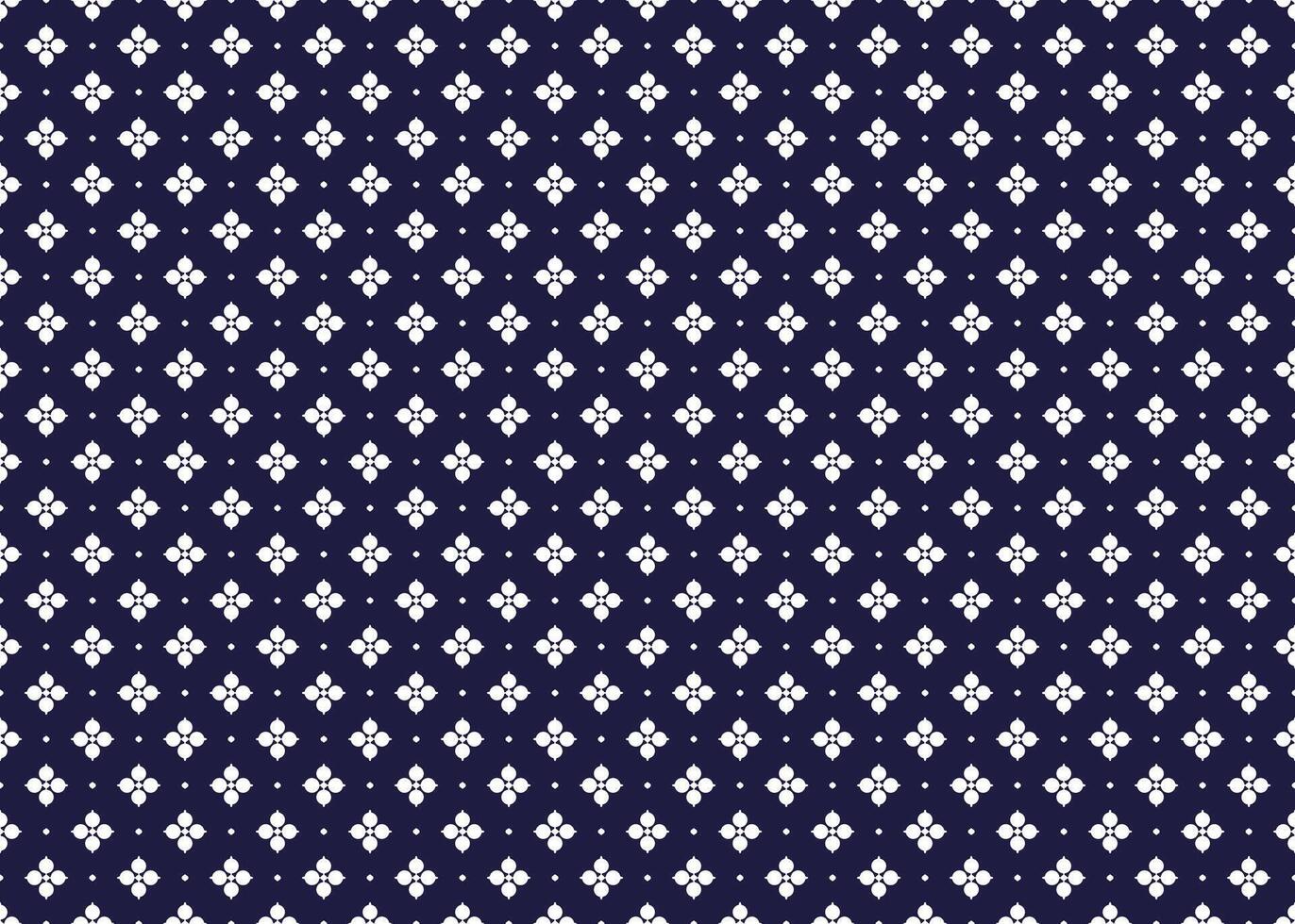 Symbol geometric white flowers on dark blue background seamless pattern for cloth carpet wallpaper wrapping etc. vector