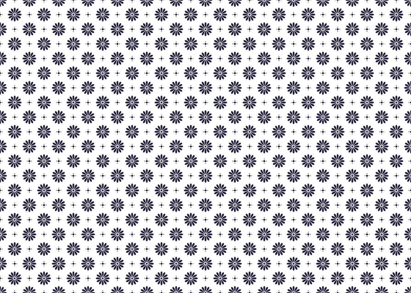 Symbol geometric dark blue flowers on white background seamless fabric ethnic pattern for cloth carpet wallpaper wrapping etc. vector