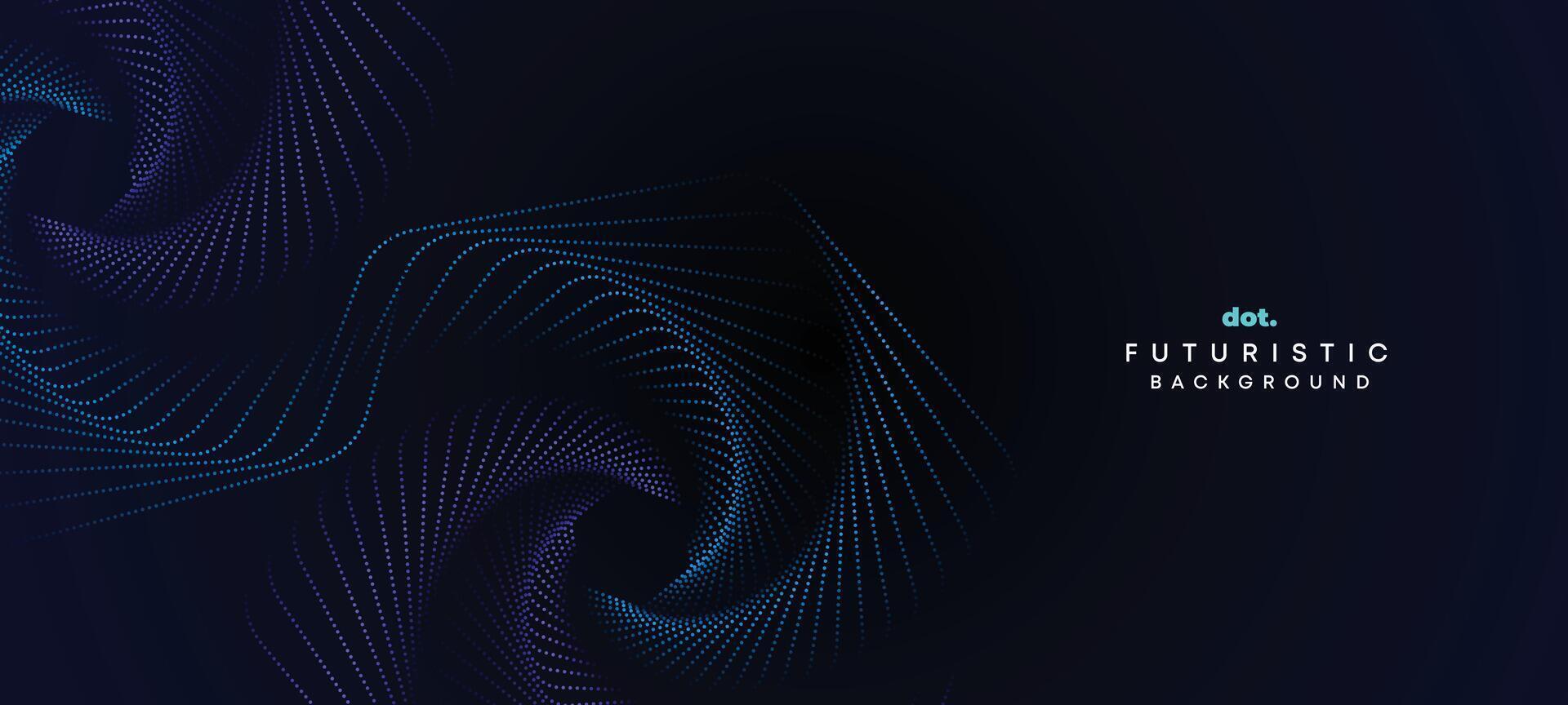 Abstract Dark Navy Blue Green Gradient Waving Circles Flowing Dot Technology Banner Background. Purple Pink Gradient Glowing Dotted Wave Digital Futuristic Diagonal Banner for Cover, Website, Header vector