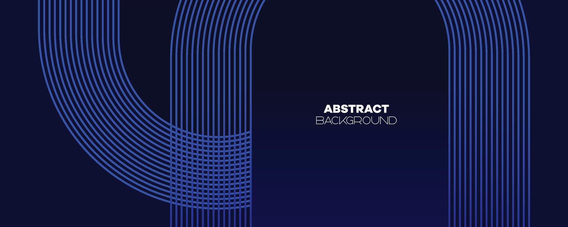 Abstract Dark Blue Waving circles lines Technology Banner Background. Modern Navy Blue gradient with glowing lines shiny geometric diagonal shape for brochure, cover, poster, banner, website, header vector