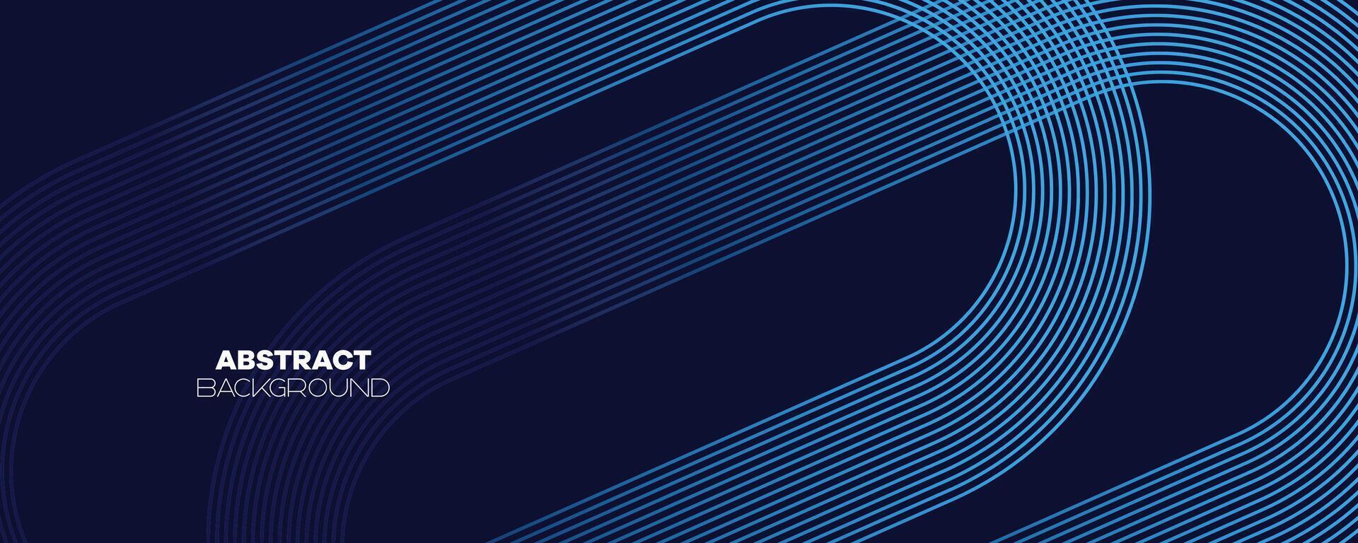 Abstract Dark Blue Waving circles lines Technology Banner Background. Modern Navy Blue gradient with glowing lines shiny geometric diagonal shape for brochure, cover, poster, banner, website, header vector