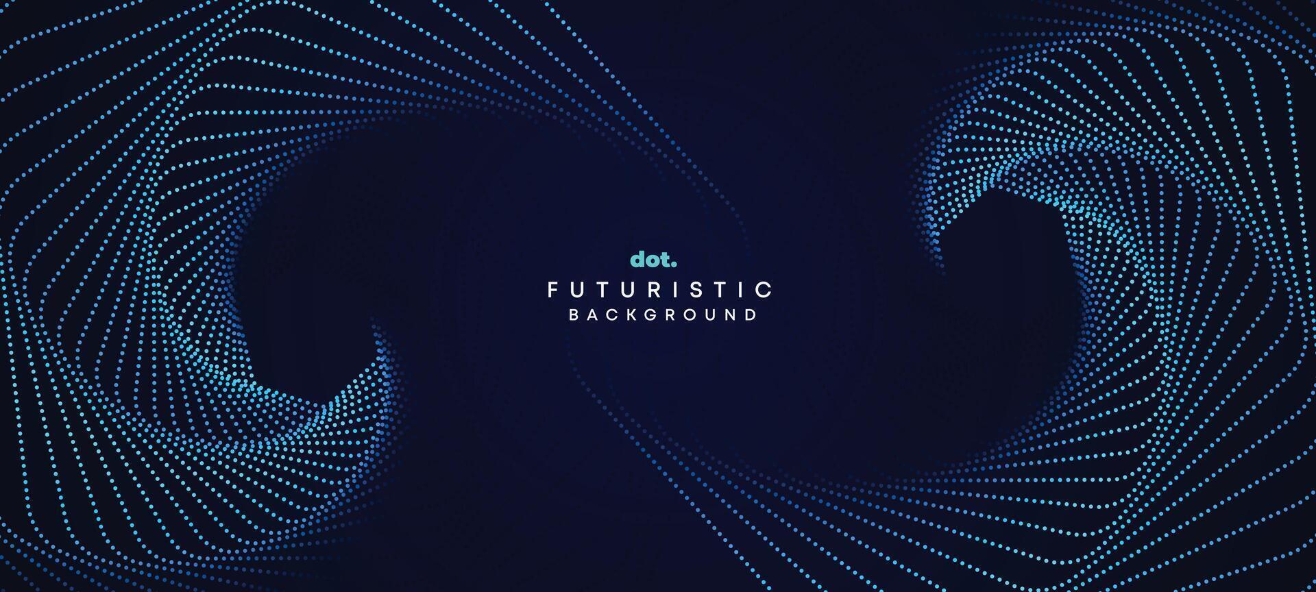 Abstract Dark Navy Blue Green Gradient Waving Circles Flowing Dot Technology Banner Background. Purple Pink Gradient Glowing Dotted Wave Digital Futuristic Diagonal Banner for Cover, Website, Header vector