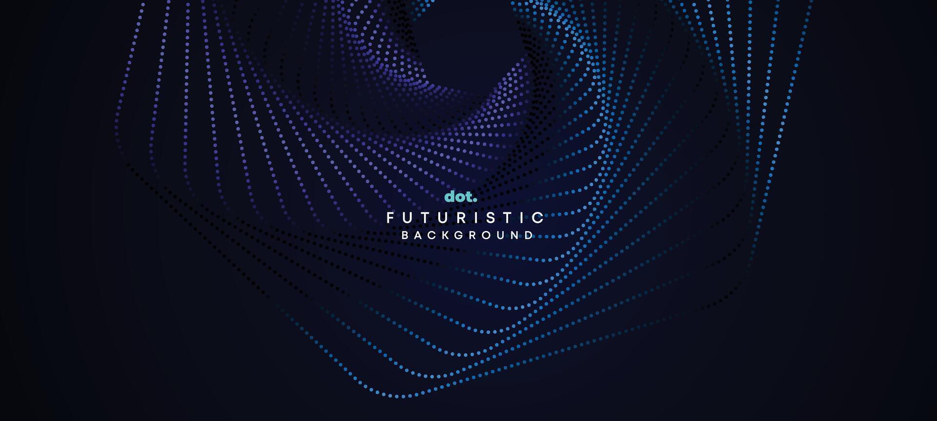 Abstract Dark Navy Blue Green Gradient Waving Circles Flowing Dot Technology Banner Background. Purple Pink Gradient Glowing Dotted Wave Digital Futuristic Diagonal Banner for Cover, Website, Header vector