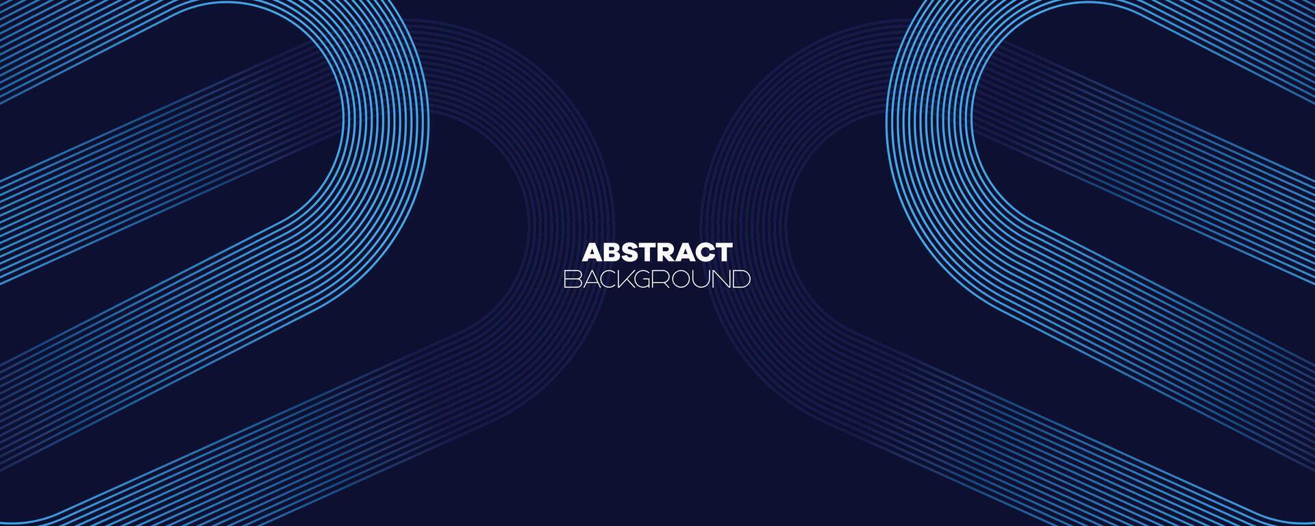 Abstract Dark Blue Waving circles lines Technology Banner Background. Modern Navy Blue gradient with glowing lines shiny geometric diagonal shape for brochure, cover, poster, banner, website, header vector