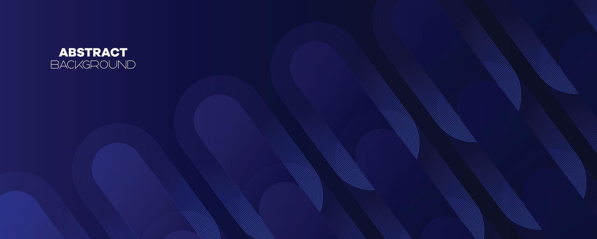 Abstract Dark Blue Waving circles lines Technology Banner Background. Modern Navy Blue gradient with glowing lines shiny geometric diagonal shape for brochure, cover, poster, banner, website, header vector