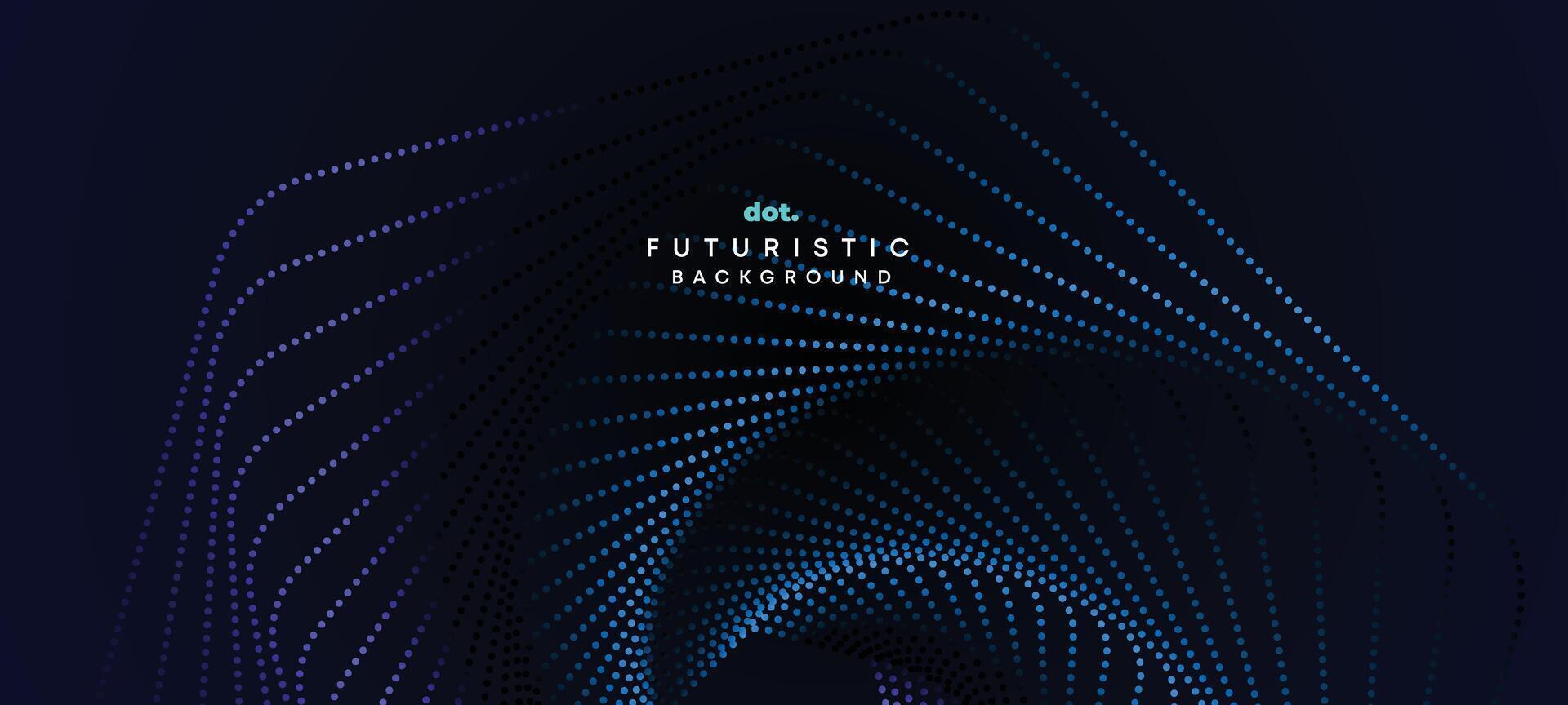 Abstract Dark Navy Blue Green Gradient Waving Circles Flowing Dot Technology Banner Background. Purple Pink Gradient Glowing Dotted Wave Digital Futuristic Diagonal Banner for Cover, Website, Header vector