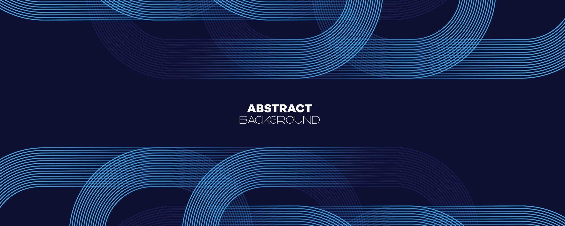 Abstract Dark Blue Waving circles lines Technology Banner Background. Modern Navy Blue gradient with glowing lines shiny geometric diagonal shape for brochure, cover, poster, banner, website, header vector