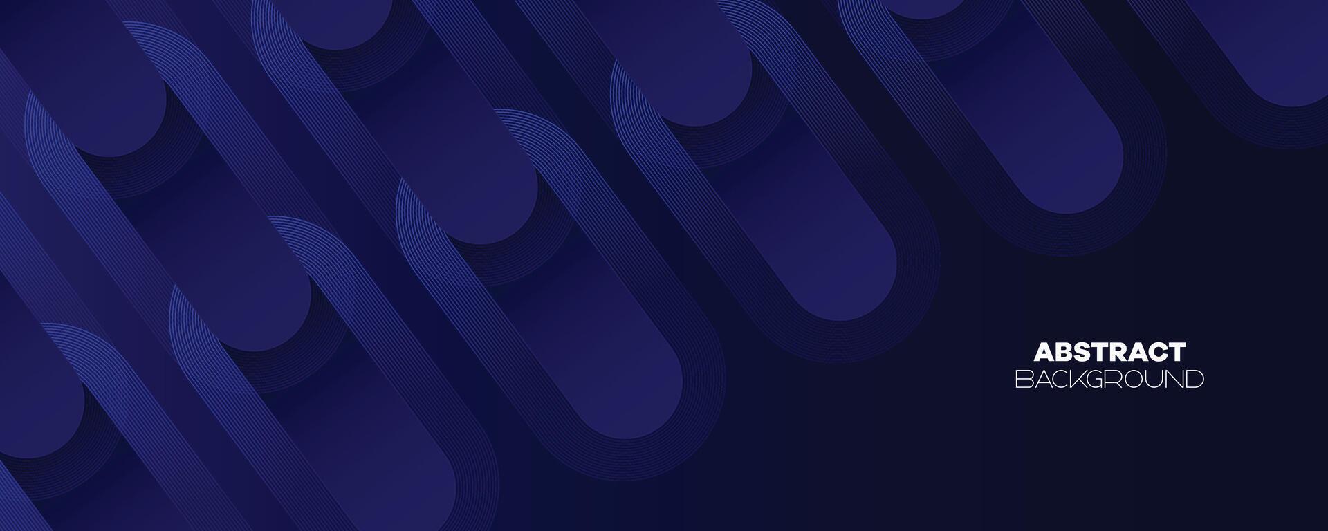 Abstract Dark Blue Waving circles lines Technology Banner Background. Modern Navy Blue gradient with glowing lines shiny geometric diagonal shape for brochure, cover, poster, banner, website, header vector