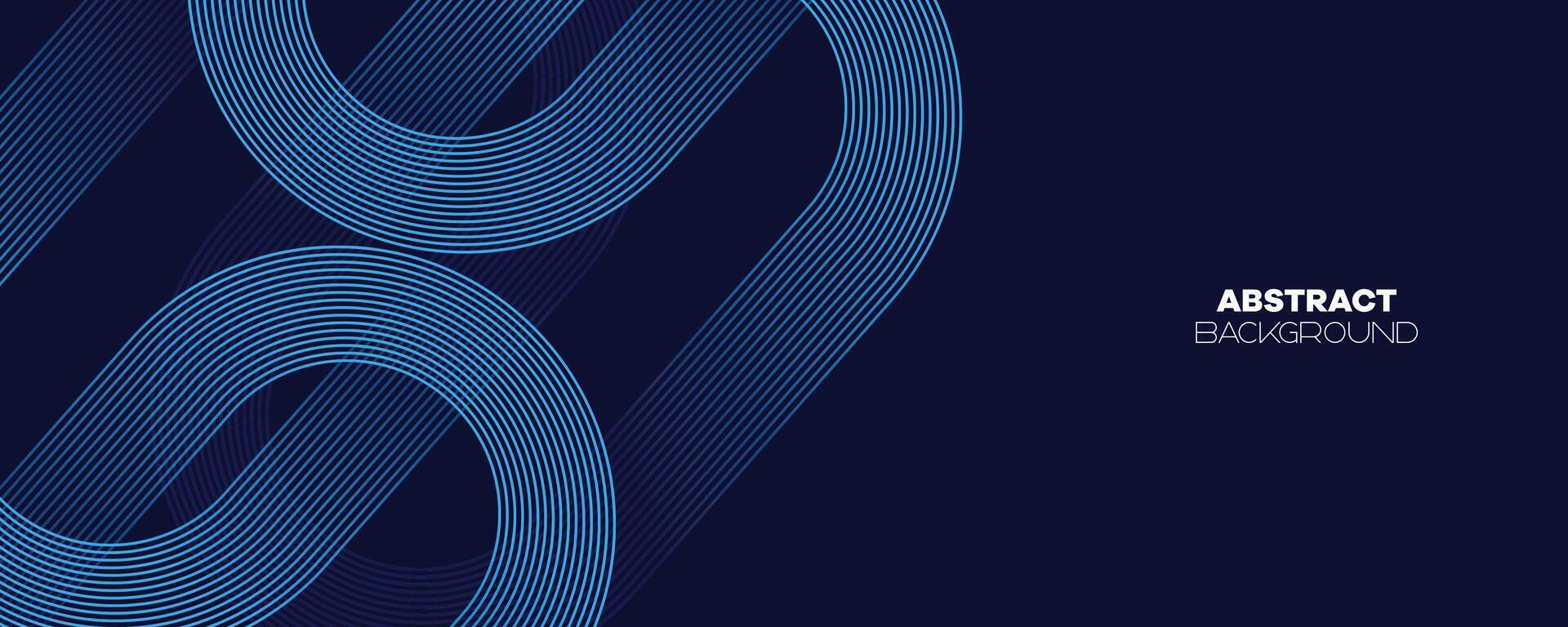 Abstract Dark Blue Waving circles lines Technology Banner Background. Modern Navy Blue gradient with glowing lines shiny geometric diagonal shape for brochure, cover, poster, banner, website, header vector