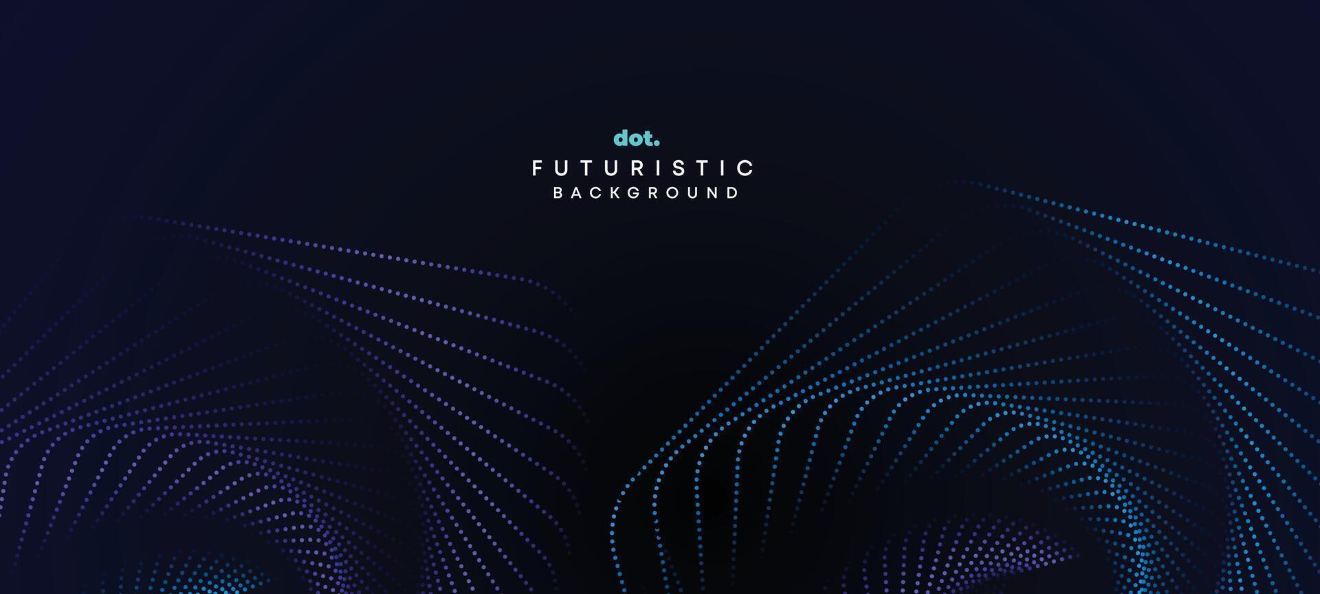 Abstract Dark Navy Blue Green Gradient Waving Circles Flowing Dot Technology Banner Background. Purple Pink Gradient Glowing Dotted Wave Digital Futuristic Diagonal Banner for Cover, Website, Header vector