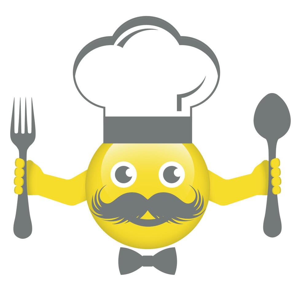 ilustración de un amarillo cocinero emoticon vector