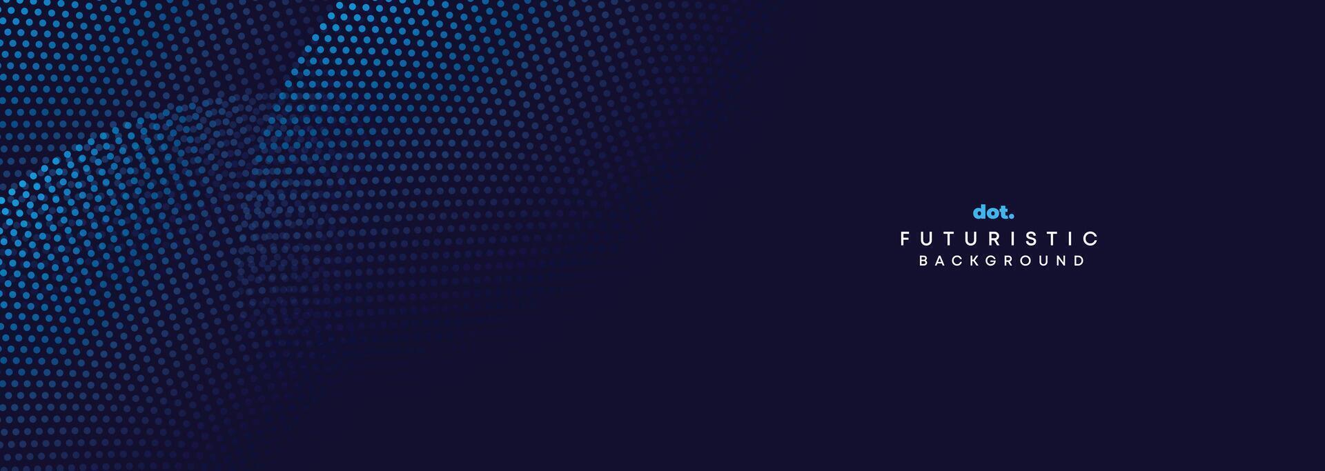 Abstract Blue, Green Gradient Circles Flowing Dot Waving Particle Geometric Technology Background. Digital Futuristic Dark Navy Blue Dotted Wave. Concept For Science, Music Cover, Website, Header vector