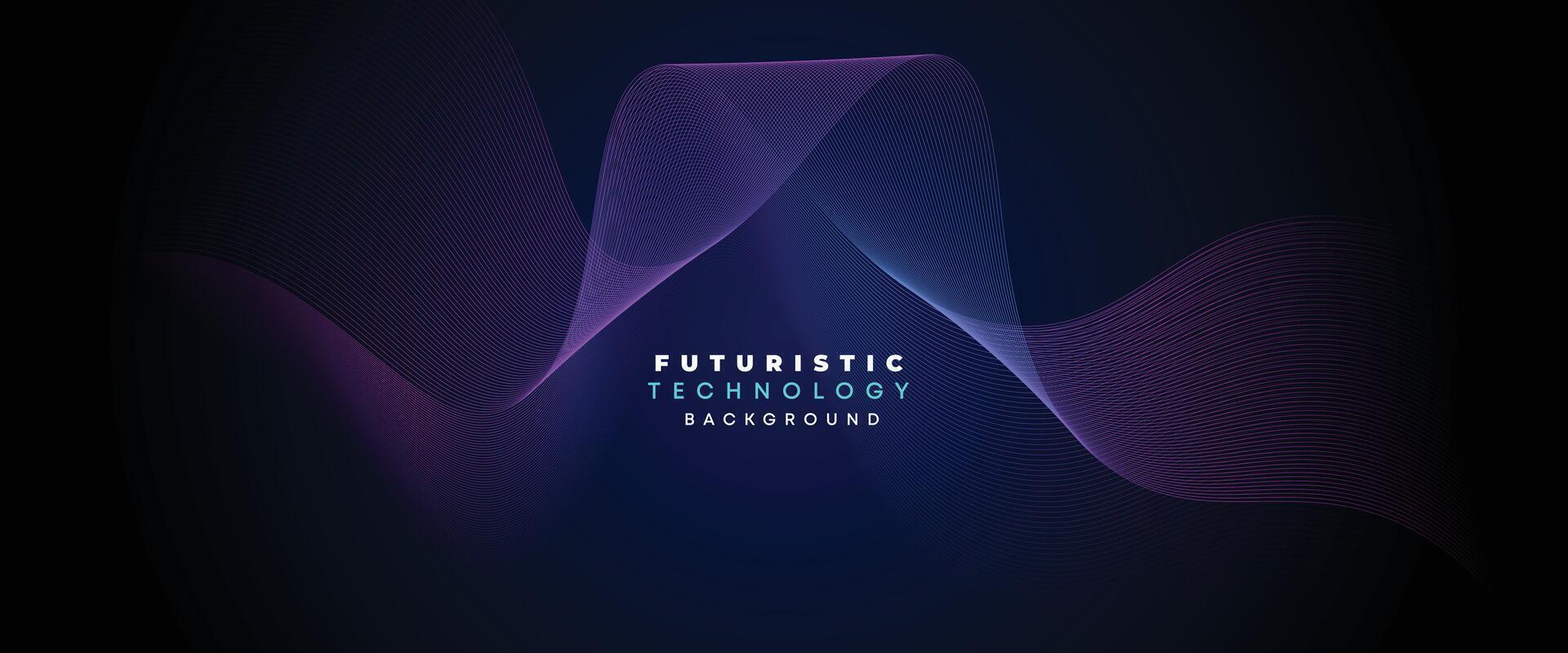 Digital Technology Banner Abstract Purple and Blue Waving Lines Background. Navy Blue and pink gradient with Future technology Diagonal glowing shiny geometric shape for cover, website, header vector