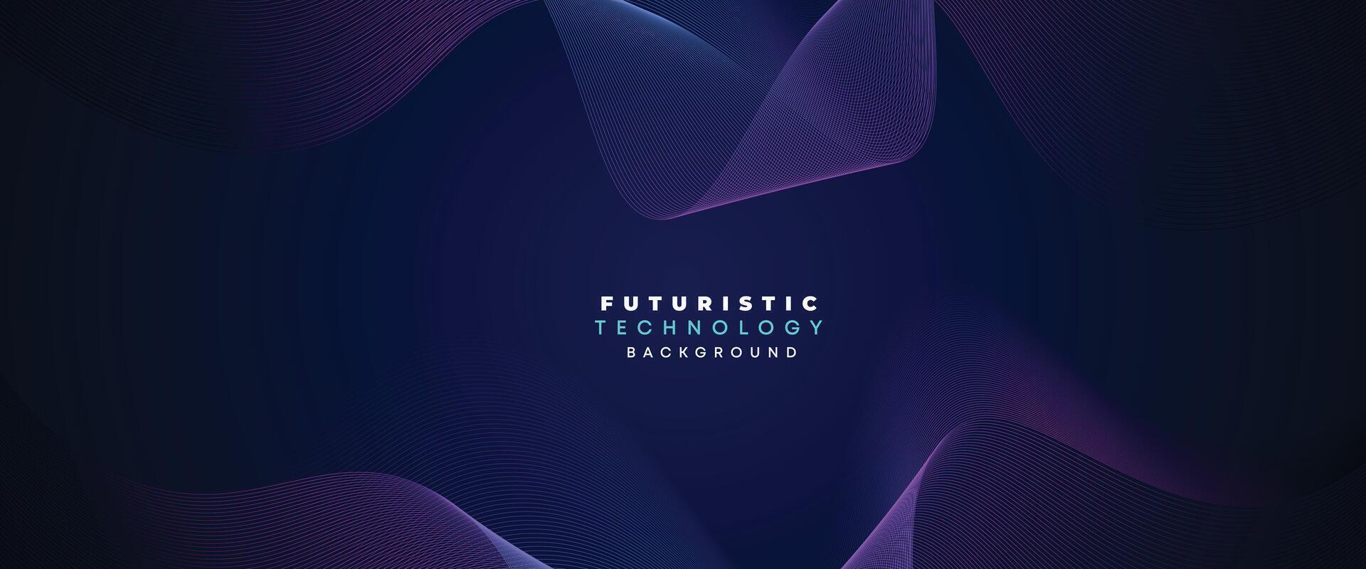 Digital Technology Banner Abstract Purple and Blue Waving Lines Background. Navy Blue and pink gradient with Future technology Diagonal glowing shiny geometric shape for cover, website, header vector