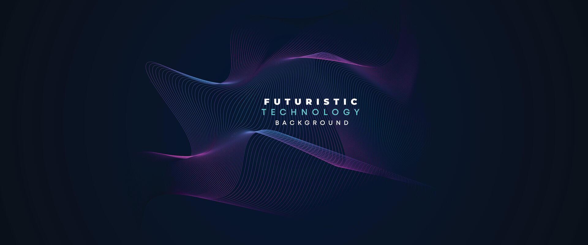 Digital Technology Banner Abstract Purple and Blue Waving Lines Background. Navy Blue and pink gradient with Future technology Diagonal glowing shiny geometric shape for cover, website, header vector