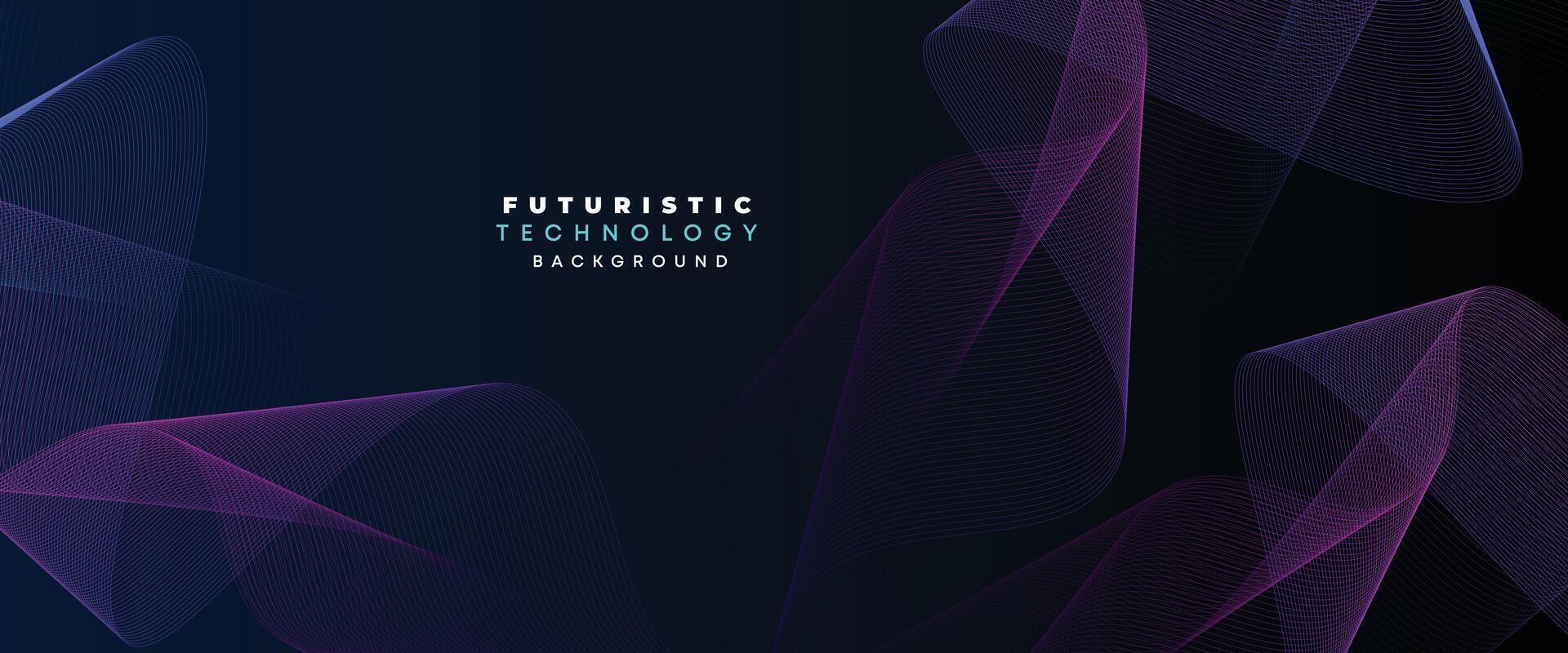 Digital Technology Banner Abstract Purple and Blue Waving Lines Background. Navy Blue and pink gradient with Future technology Diagonal glowing shiny geometric shape for cover, website, header vector