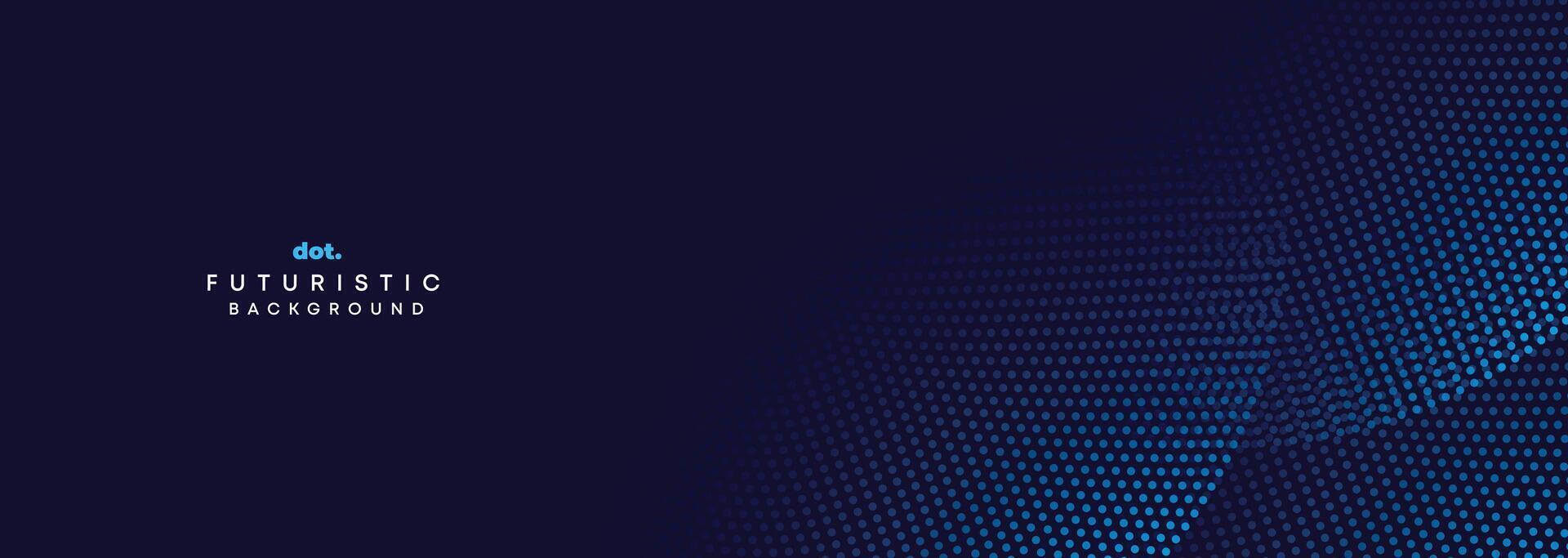 Abstract Blue, Green Gradient Circles Flowing Dot Waving Particle Geometric Technology Background. Digital Futuristic Dark Navy Blue Dotted Wave. Concept For Science, Music Cover, Website, Header vector