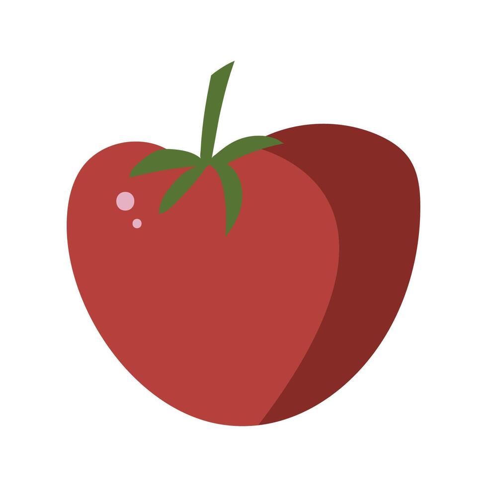 Tomato in flat style. Ingredients for Italian cuisine. Pieces of traditional vegetable for Italian pizza. Vector clipart for culinary book, pizzeria menu and web design.