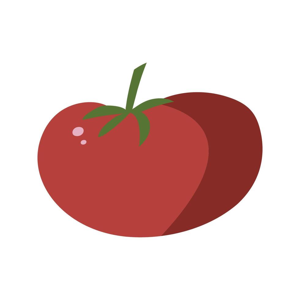 Tomato in flat style. Ingredients for Italian cuisine. Pieces of traditional vegetable for Italian pizza. Vector clipart for culinary book, pizzeria menu and web design.