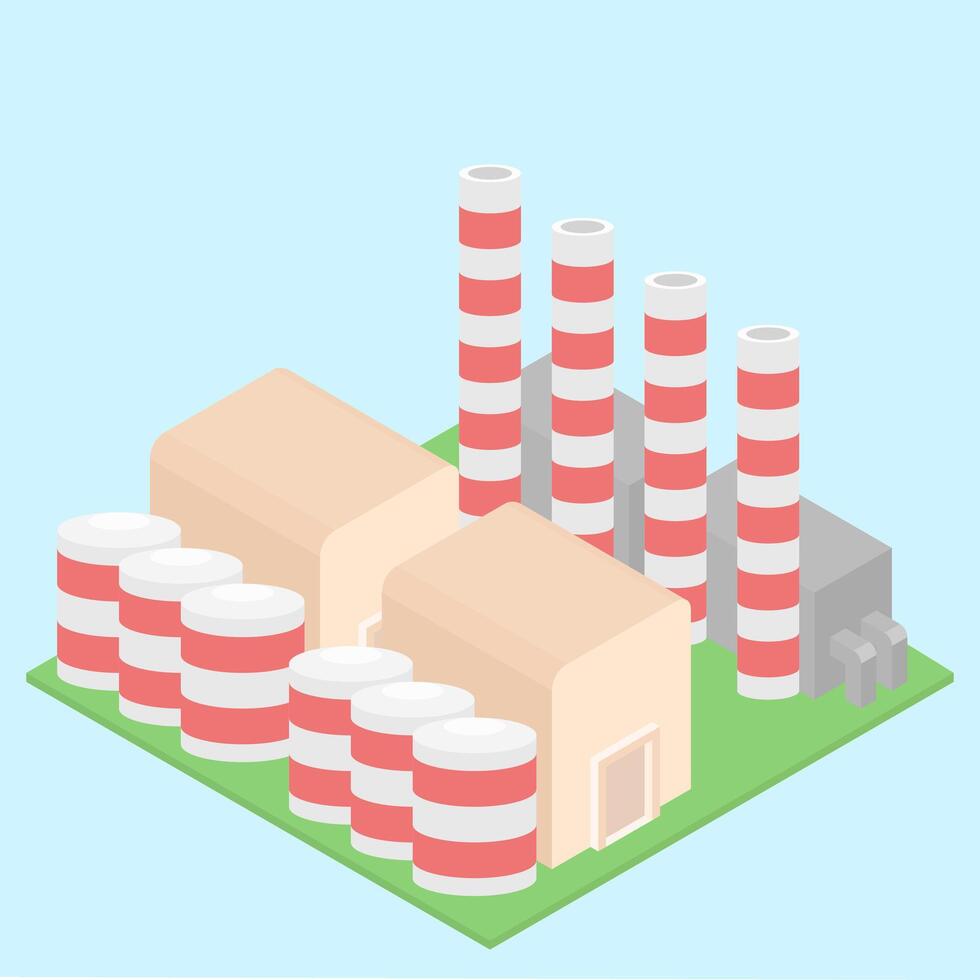 Industrial factory isometric drawing cute cartoon pictures. vector