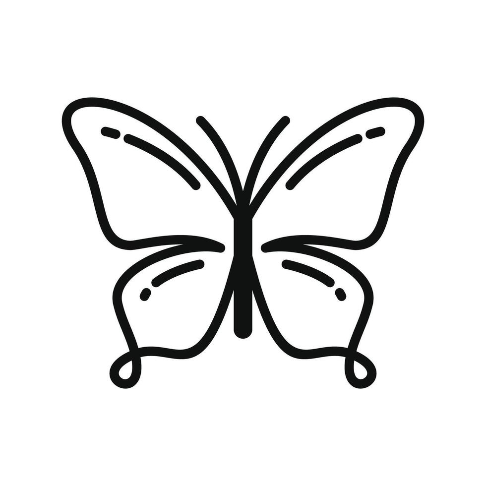 Line Art doodle of butterfly logo design. Abstract butterfly line drawing on white background. Vector Illustration