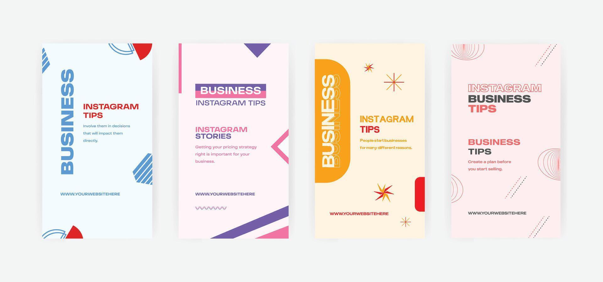 Set of business tips stories template. modern. trendy. Set of social media stories design for business. marketing. professional. EPS vector illustration.