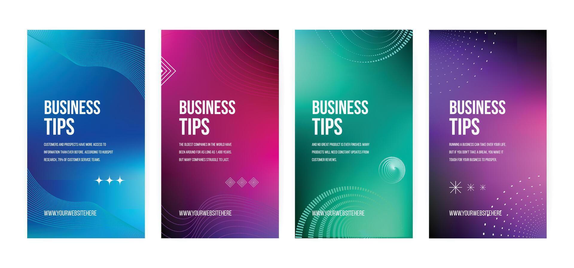 Set of business tips stories template. modern. trendy. Set of social media stories design for business. marketing. professional. EPS vector illustration.