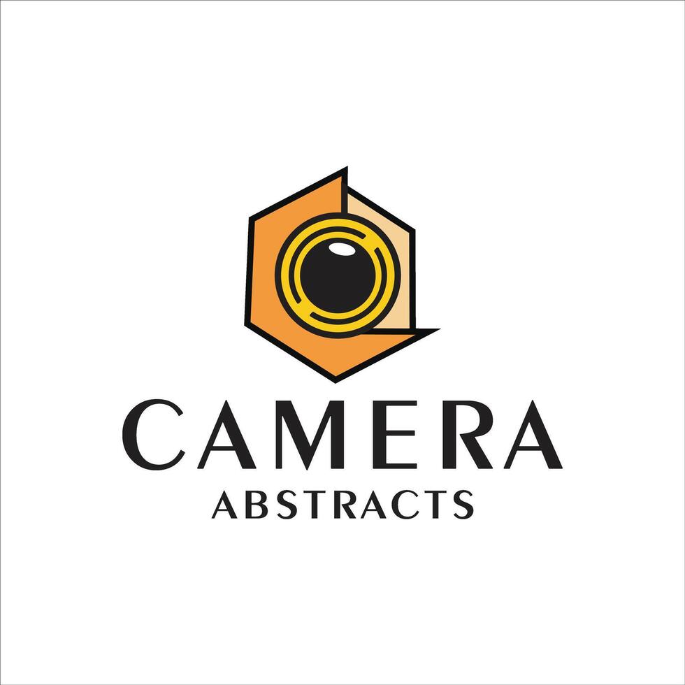 cámara lente logo en resumen estilo vector