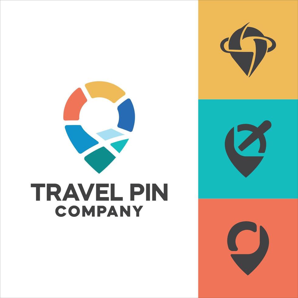 travel location pin logo collection vector