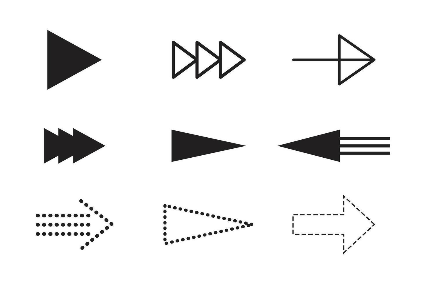 diferente flechas para dirección, elemento y icono vector