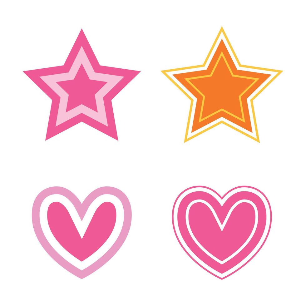 Colorful heart and star for sticker, element and illustration vector