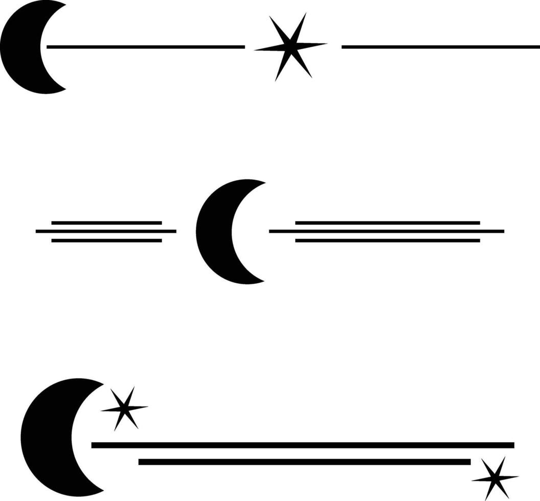 Free moon and sun dividers, paragraph and text dividers, borders, frames and separators with crescent moon and stars vector