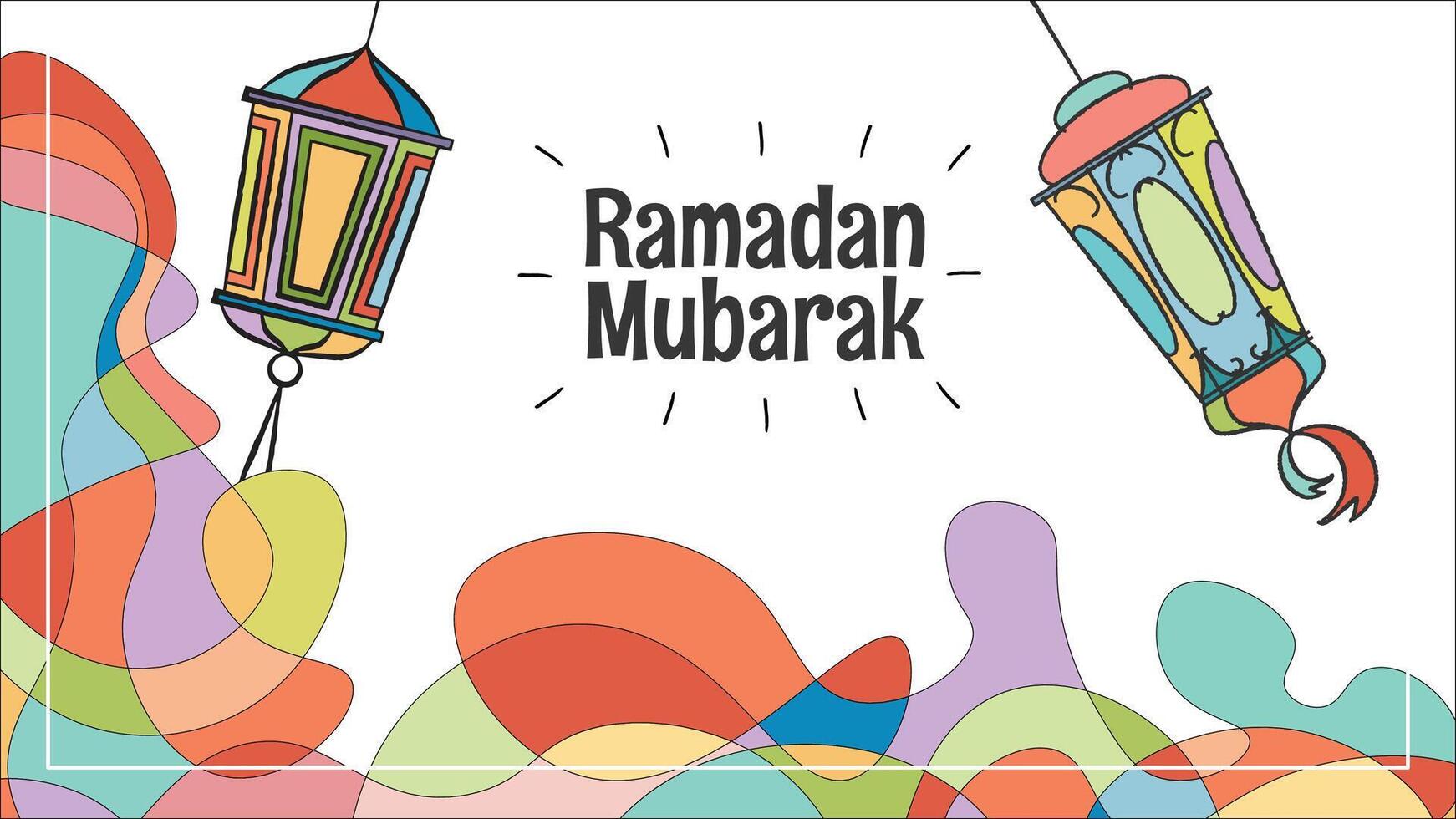 Colorful abstract horizontal ramadan banner vector