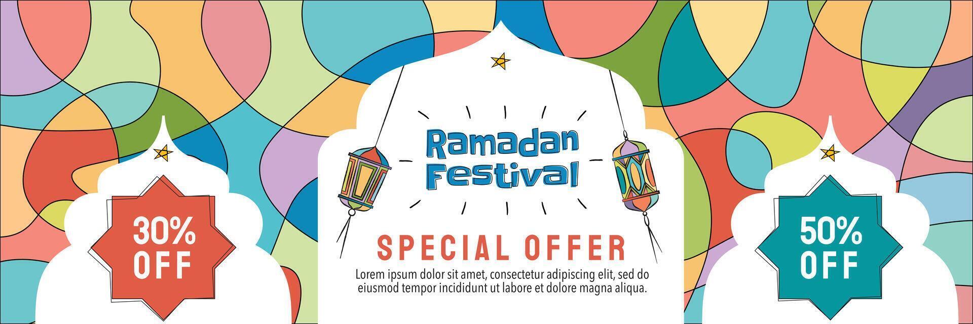 Colorful abstract ramadan horizontal banner vector