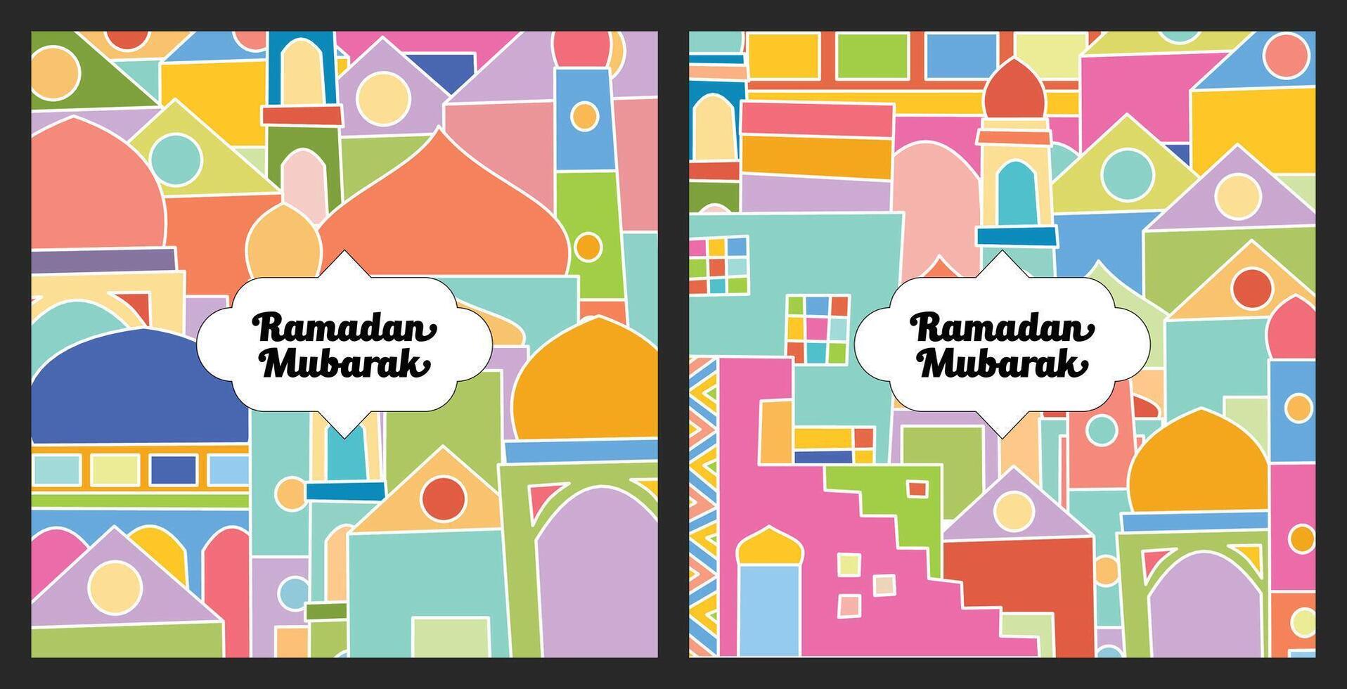 vistoso resumen cuadrado Ramadán para social medios de comunicación, volantes, póster vector