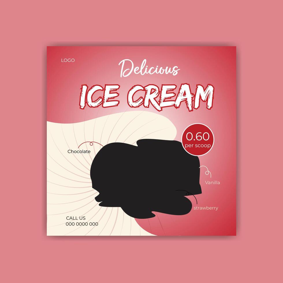 delicious ice cream  social media post vector