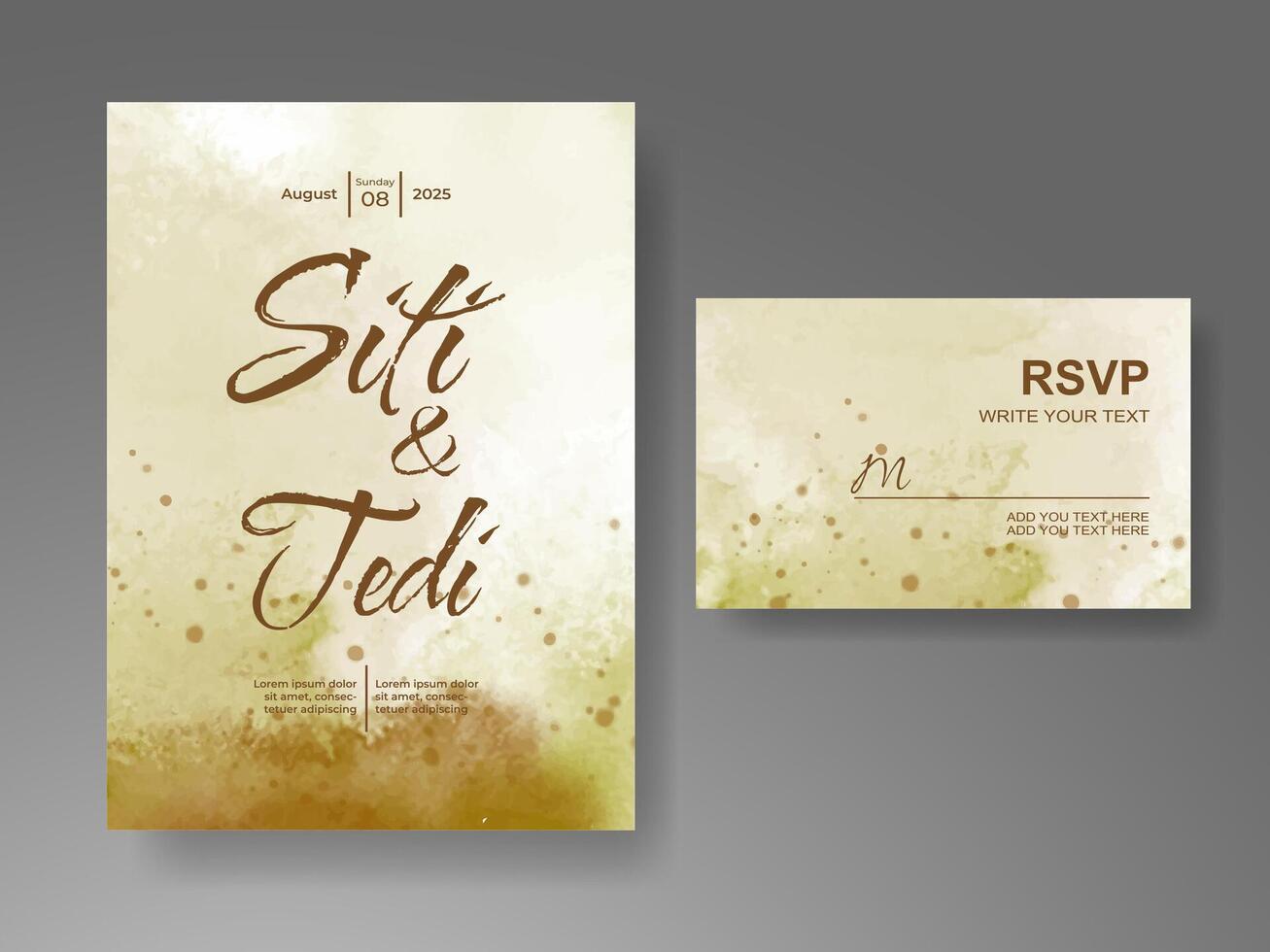 Wedding invitation with abstract watercolor background vector