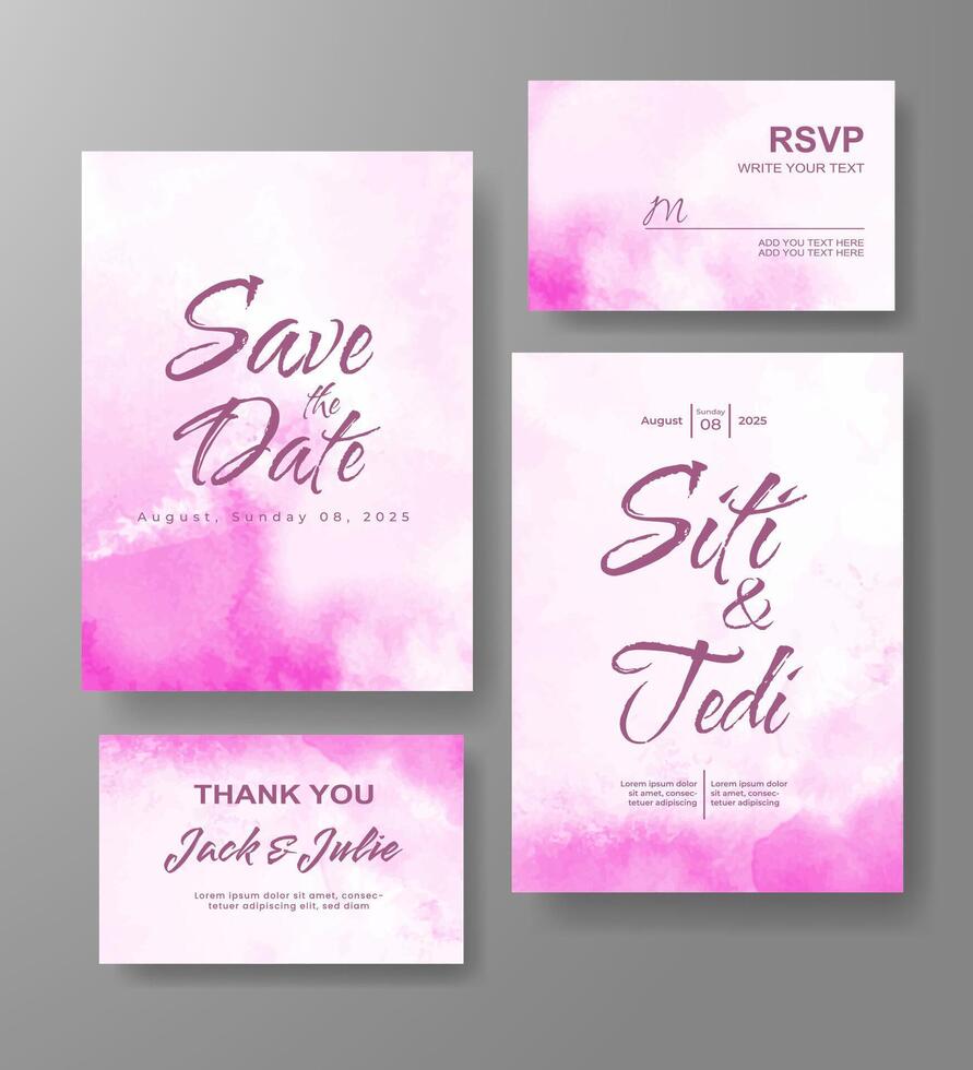 Wedding invitation with abstract watercolor background vector