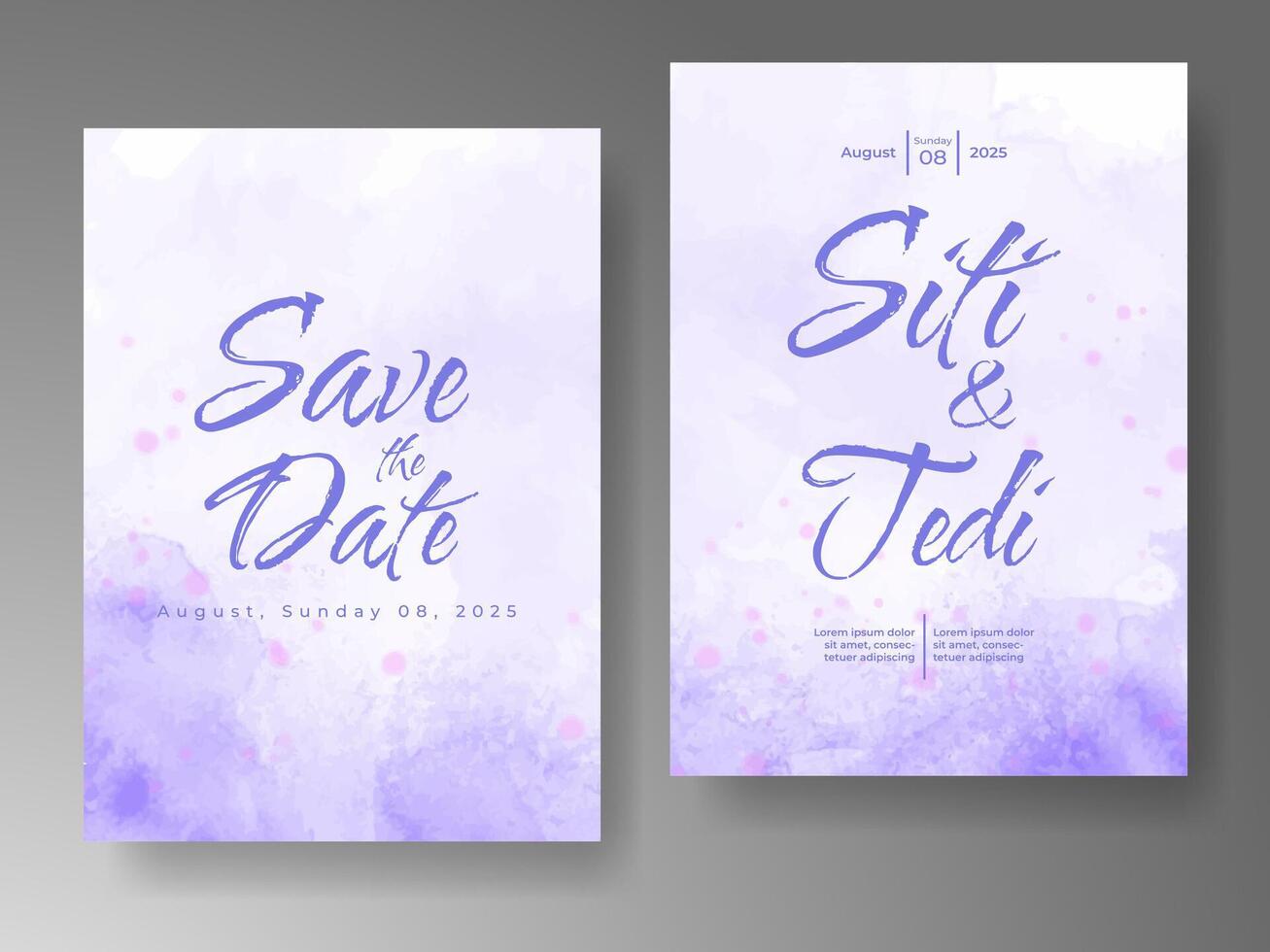 Wedding invitation with abstract watercolor background vector