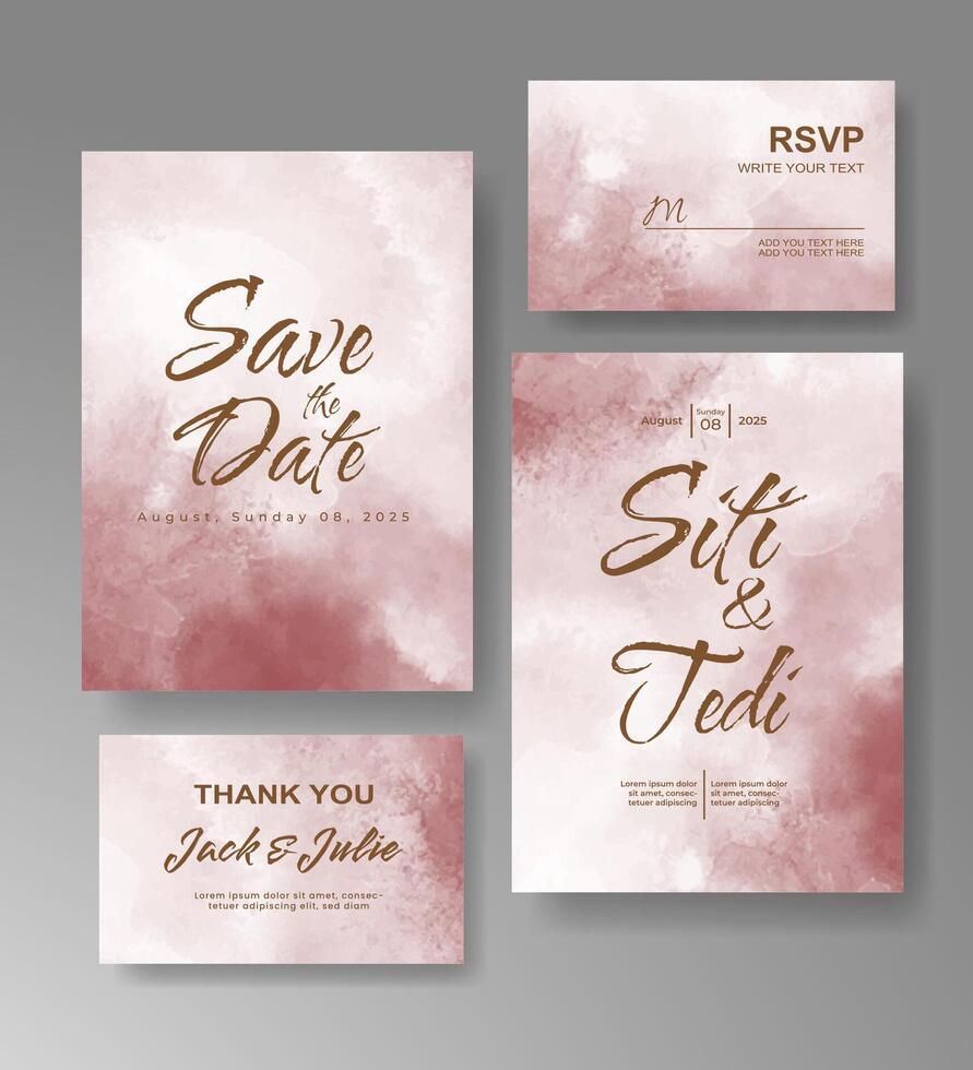 Wedding invitation with abstract watercolor background vector