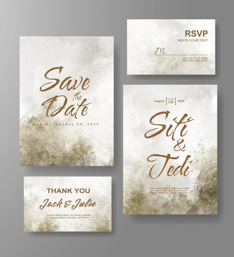 Wedding invitation with abstract watercolor background vector