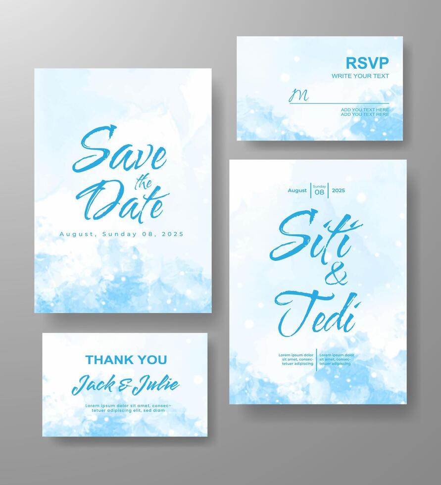 Wedding invitation with abstract watercolor background vector