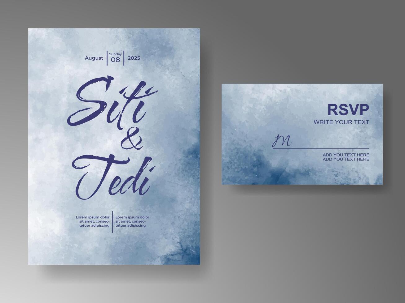 Wedding invitation with abstract watercolor background vector