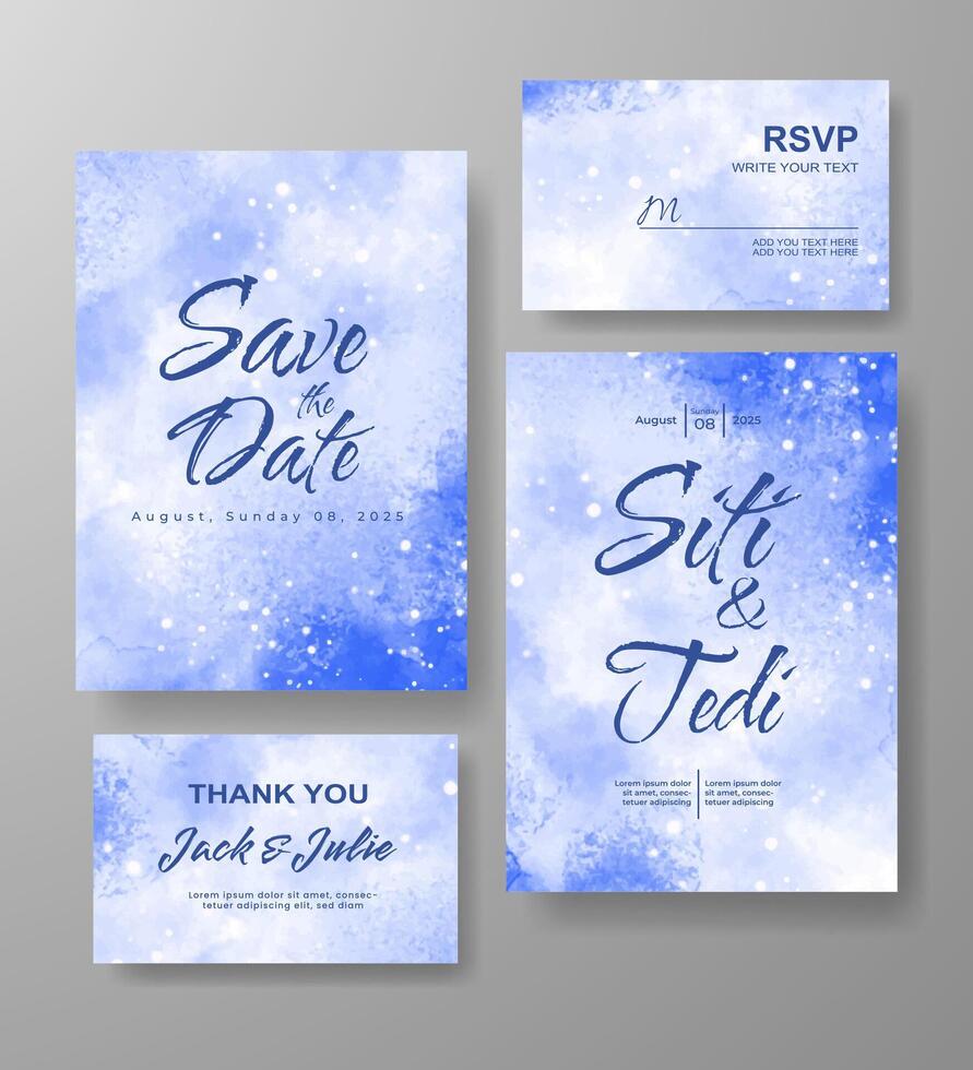 Wedding invitation with abstract watercolor background vector