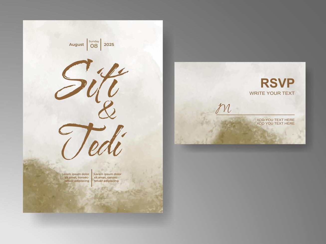 Wedding invitation with abstract watercolor background vector